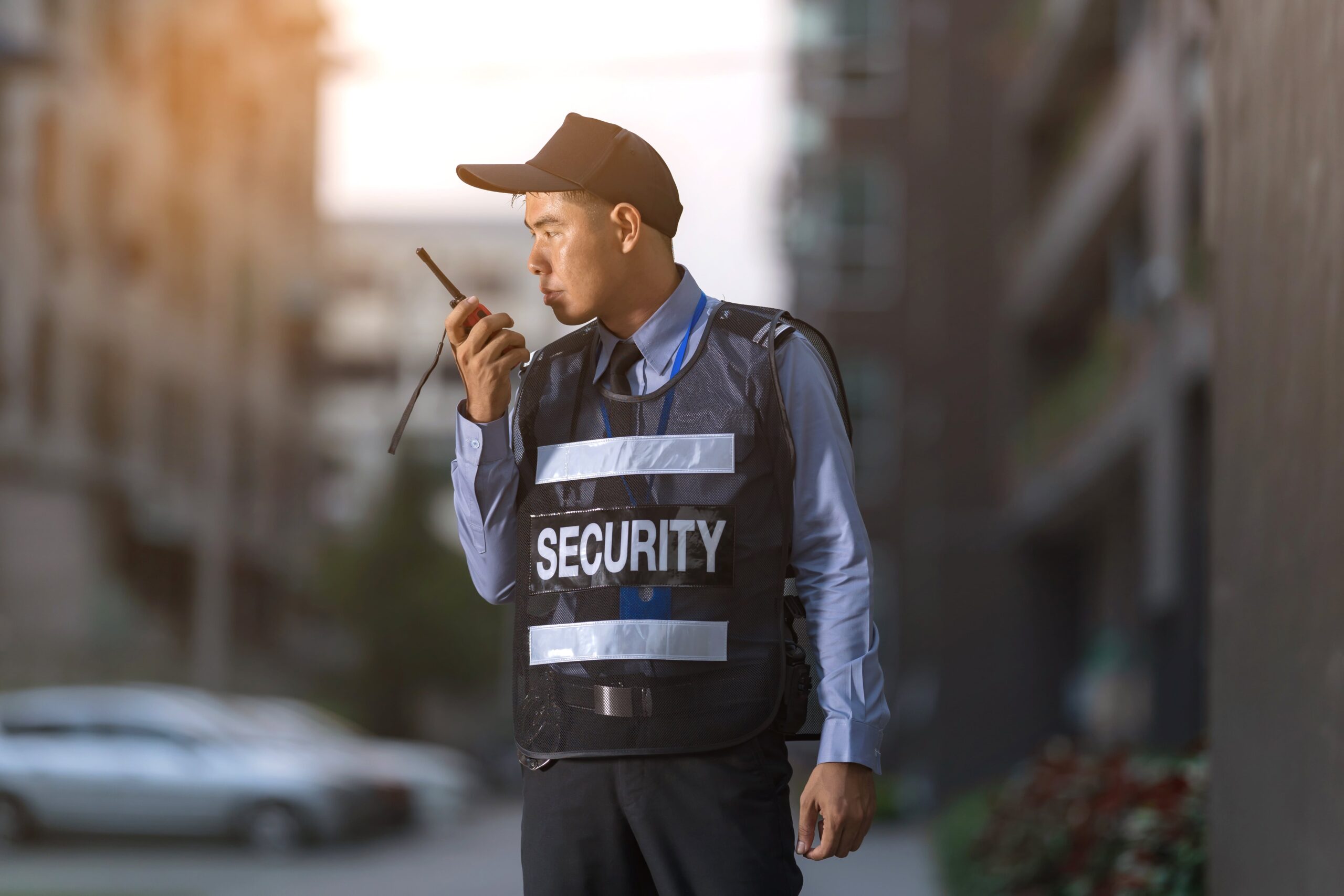 vecteezy security man standing outdoors using portable radio 2544470 min scaled